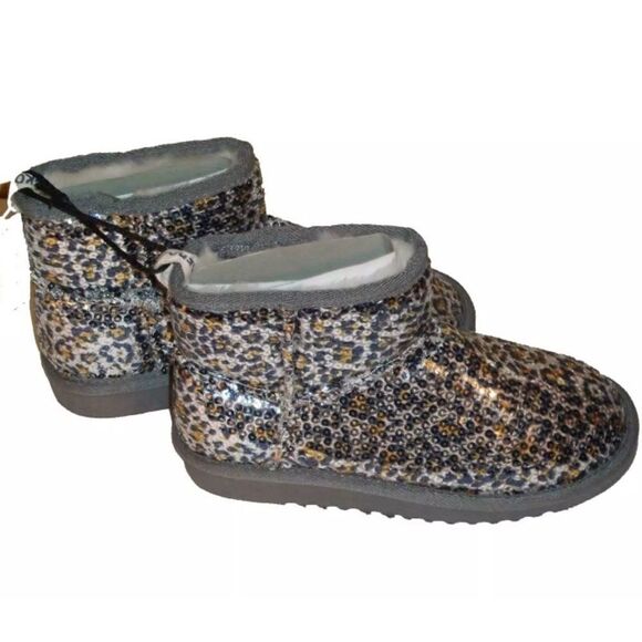 NWT 7 Aeropostale Sequin Metallic Slippers Booties Boots animal print - Picture 7 of 7